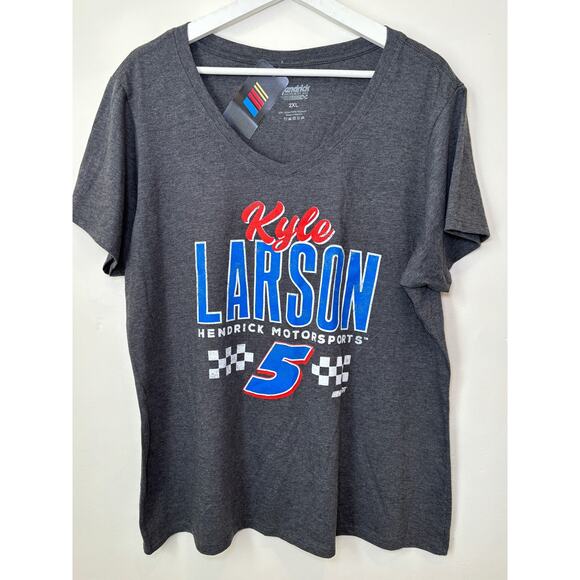 Kyle Larson Hendrick Motorsports Nascar Women's Gray V-Neck T-Shirt NWT  2XL‎ - Picture 2 of 5